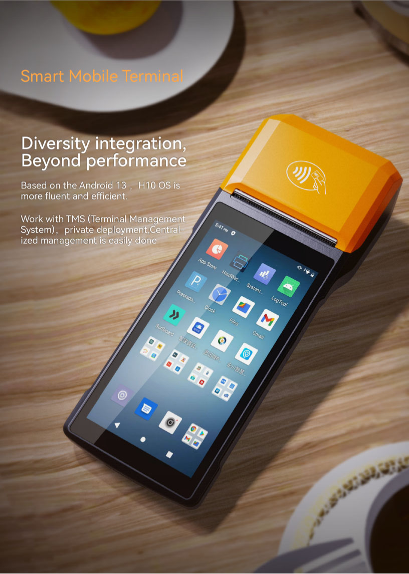 Terminal de point de vente mobile Android 8.1 WEDLEYTEC H5, écran tactile capacitif 10 points, 1 Go de RAM/8 Go de ROM, scanner de codes-barres